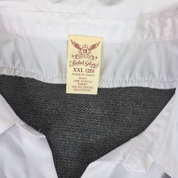 Faded Glory Women's Gray Knit Sweater with White Collared Shirt Layer Size XXL - Picture 5 of 15